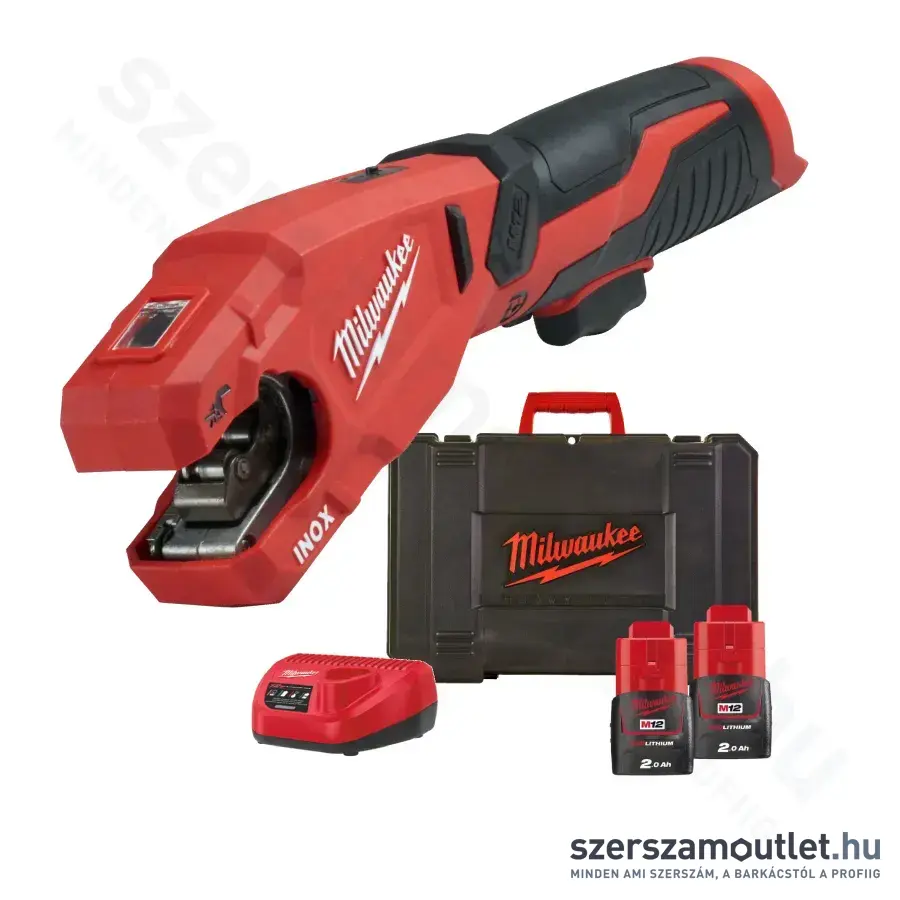 MILWAUKEE M12 PCSS-202C Akkus csővágó INOX, kofferben (2x2,0Ah/12V)