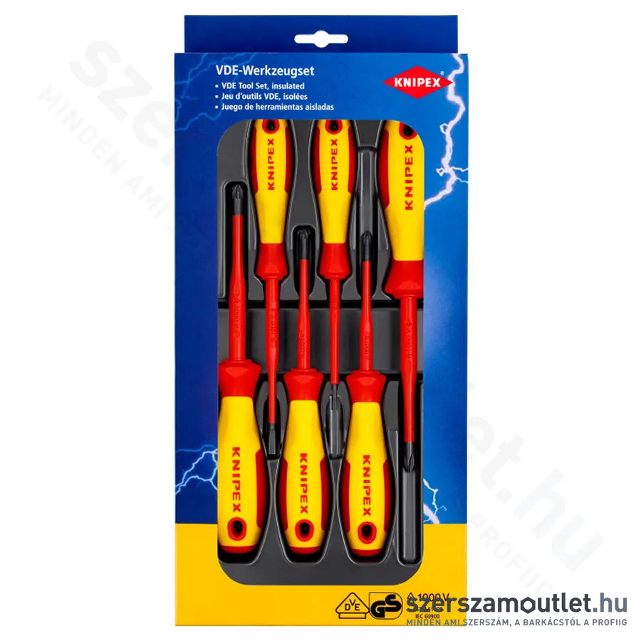 KNIPEX VDE Csavarhúzó készlet egyhornyú/Phillips/Pozidriv 6db-os (002012V04)