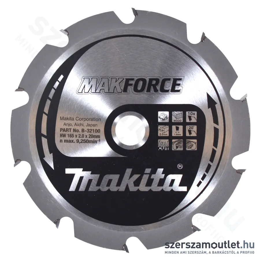 MAKITA M-force Körfűrésztárcsa 165x20mm Z10 (B-32100)