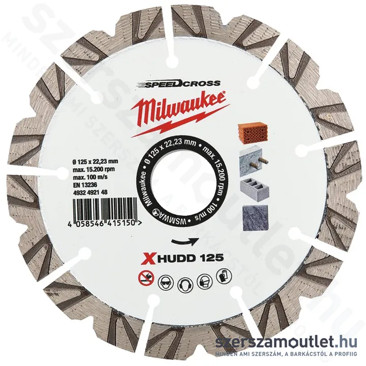 MILWAUKEE SPEEDCROSS X-HUDD 125 Gyémánt vágótárcsa 125mm (4932492148)