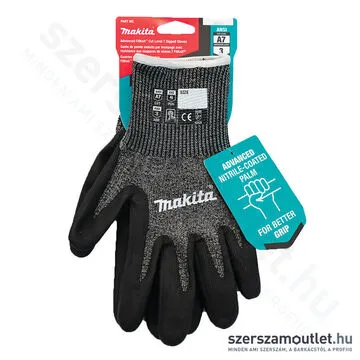 MAKITA munkakesztyű mártott NITRIL bevonattal 7-es vágásbiztos XL (P-84735)