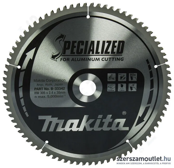 MAKITA SPECIALIZED Körfűrésztárcsa ALUMÍNIUM 305x30mm Z80 (B-33342)