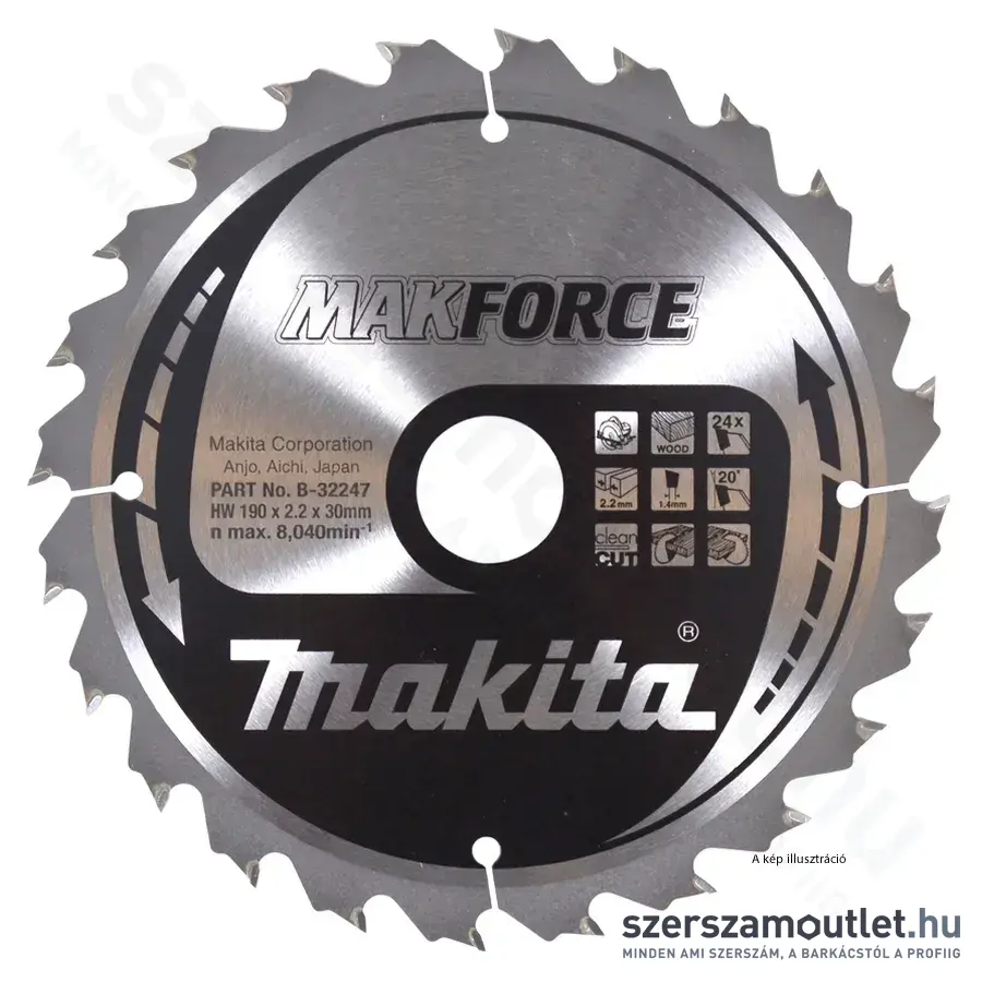 MAKITA MAKFORCE Körfűrésztárcsa 190x30mm Z24 (B-32247)
