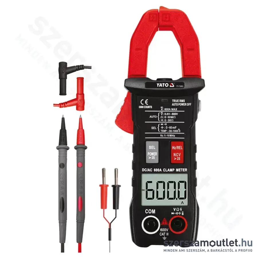 YATO Digitális lakatfogó TRUE RMS AC/DC 600A (YT-73093)