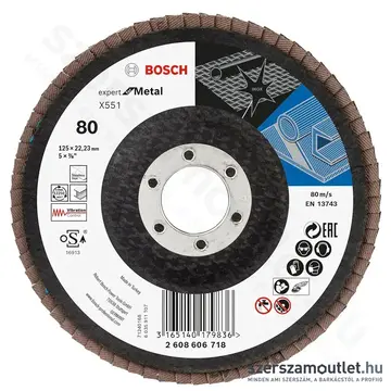 BOSCH Expert for Metal Lamellás csiszolótárcsa P40/P60/P80, 125mm (40db/vödör)