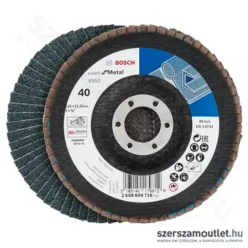 BOSCH Expert for Metal Lamellás csiszolótárcsa P40/P60/P80, 125mm (40db/vödör)