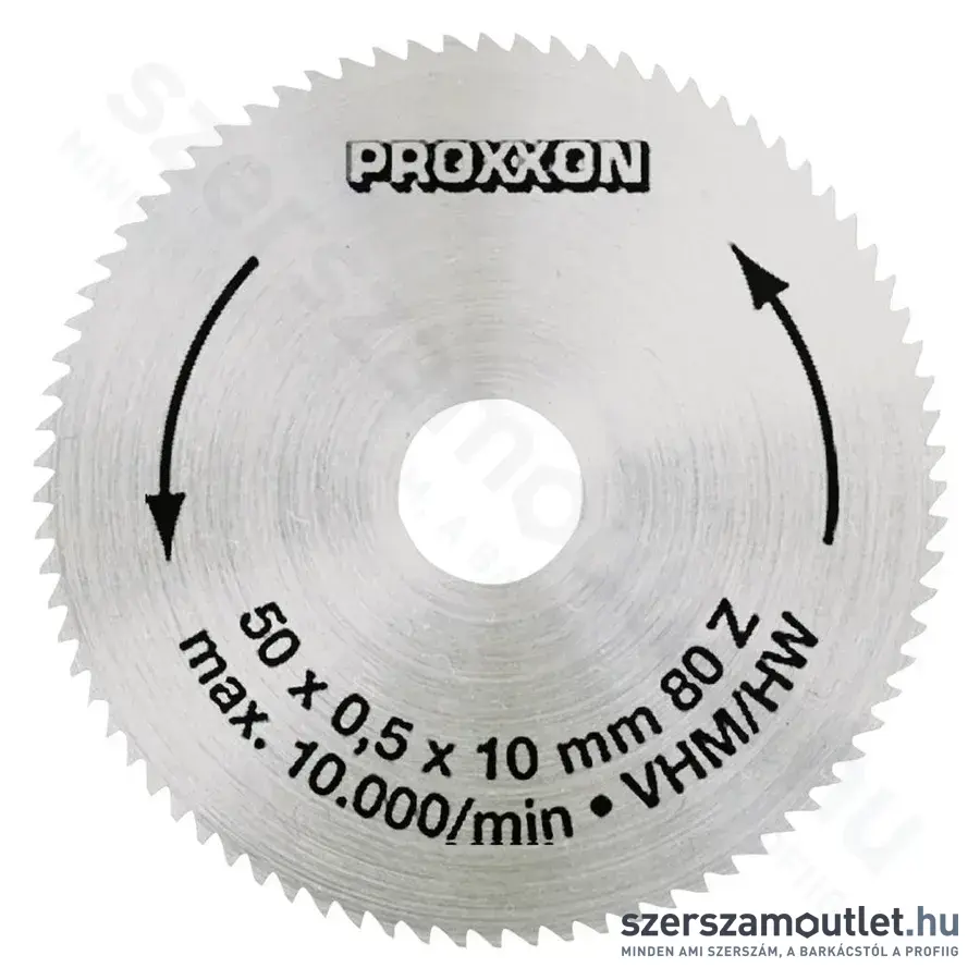 PROXXON Tömör, keményfém vágótárcsa T80, 50x0,5x10mm