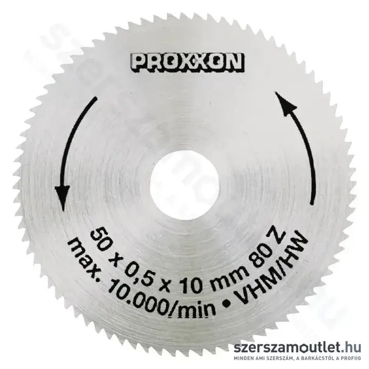 PROXXON Tömör, keményfém vágótárcsa T80, 50x0,5x10mm