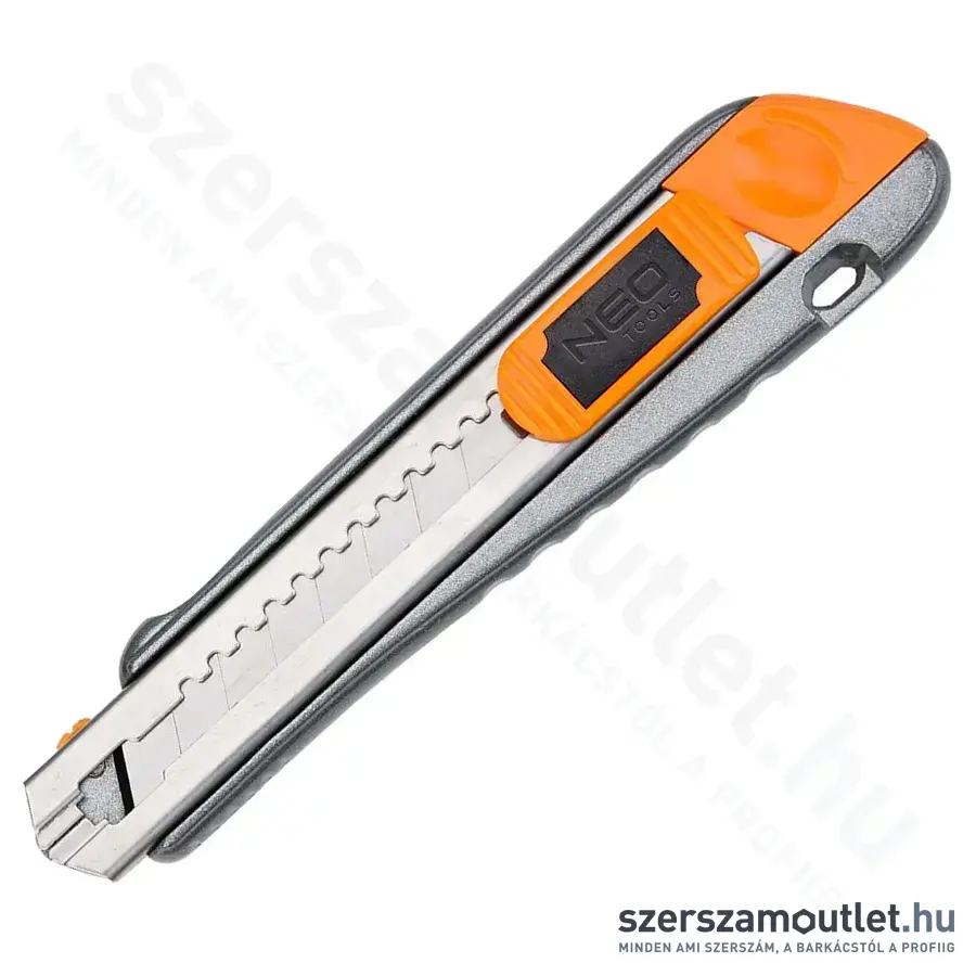 NEO TOOLS Törhető pengés kés fém vezetősínnel, 18mm, 180mm