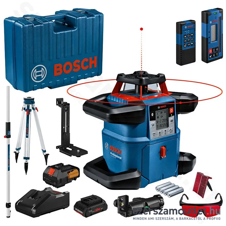BOSCH GRL 600 CHV Akkus forgólézer + vevő +távvezérlő +állvány +léc +koffer (PIROS) (06159940P5)