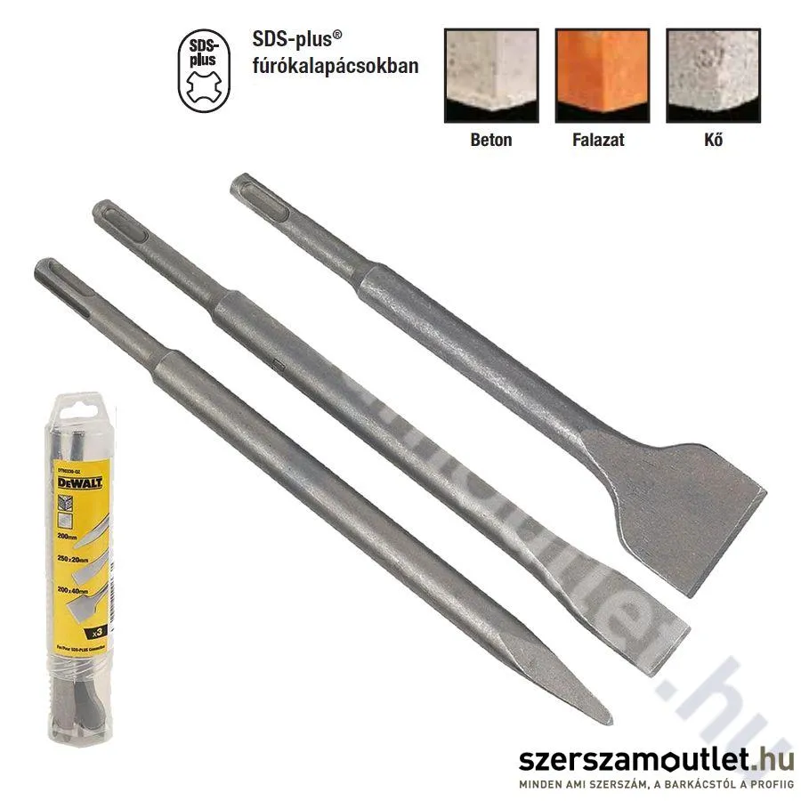 DEWALT SDS-Plus véső készlet, 3 részes (DT60330-QZ)
