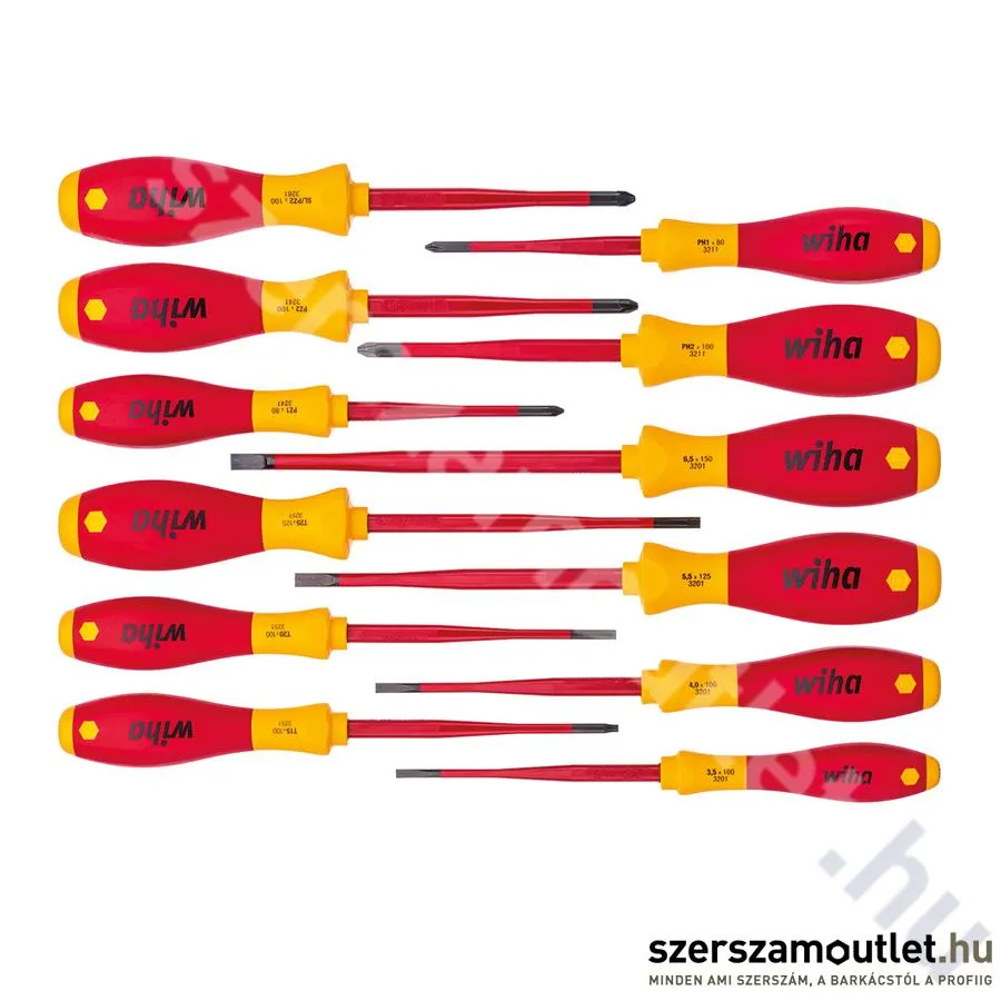 WIHA SoftFinish Electric slimFix VDE csavarhúzó készlet 12r. SL+PH+PZ+(SL/PZ)+TX (3201K12/No.41003)